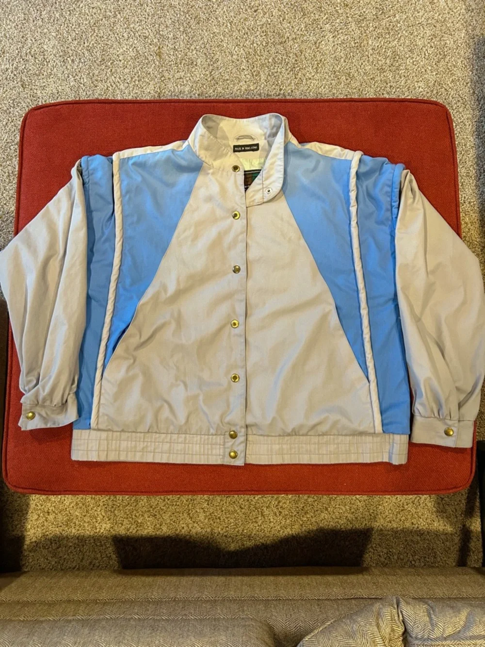 Vintage Bibi Bros Colorblock Windbreaker Jacket 80s Made in Hong Kong Snap Front